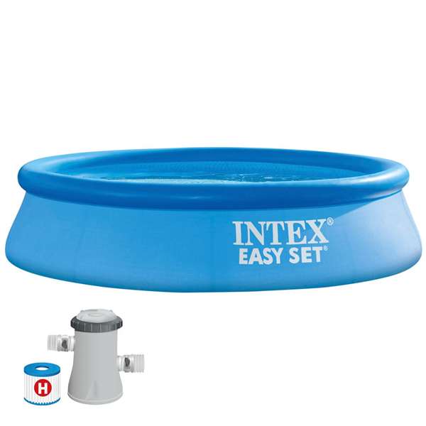 Intex Piscina Hinchable Redonda Easy Set con Filtro y Depuradora, 244 x 61 cm, Capacidad 1942 Litros