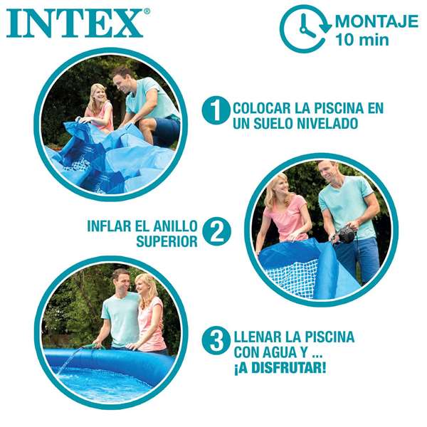 Intex Piscina Hinchable Redonda Easy Set con Filtro y Depuradora, 244 x 61 cm, Capacidad 1942 Litros