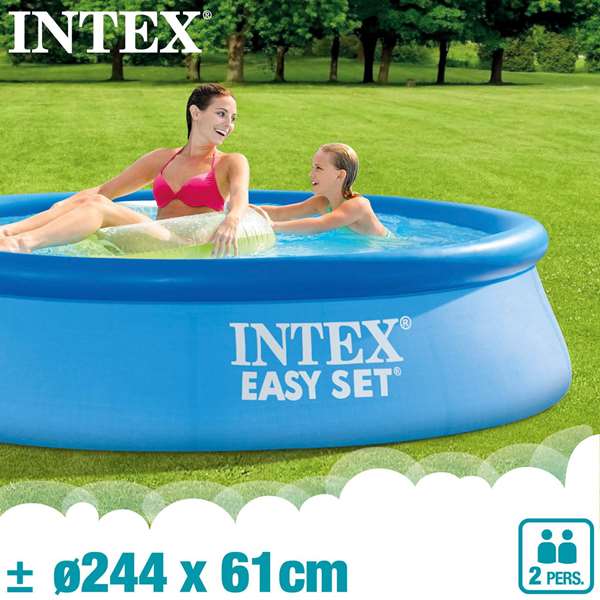 Intex Piscina Hinchable Redonda Easy Set con Filtro y Depuradora, 244 x 61 cm, Capacidad 1942 Litros