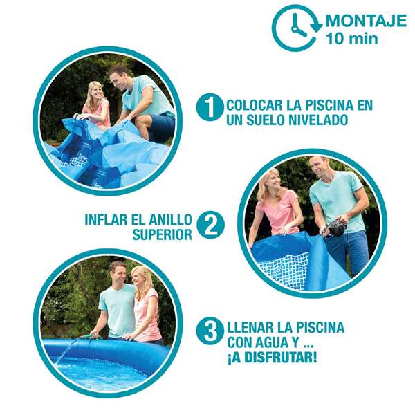 Piscina Hinchable Redonda Intex Easy Set 305x61 cm Capacidad 3077 Litros +6 Años