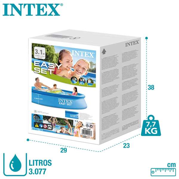 Piscina Hinchable Redonda Intex Easy Set 305x61 cm Capacidad 3077 Litros +6 Años