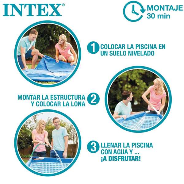 Piscina Desmontable Octogonal Intex Metal Frame 244x51 cm Redonda PVC y Metal (1828 Litros) +6 Años