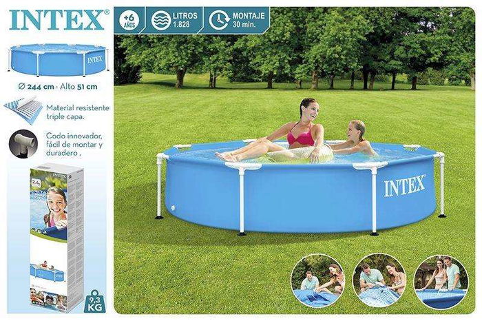 Piscina Desmontable Octogonal Intex Metal Frame 244x51 cm Redonda PVC y Metal (1828 Litros) +6 Años
