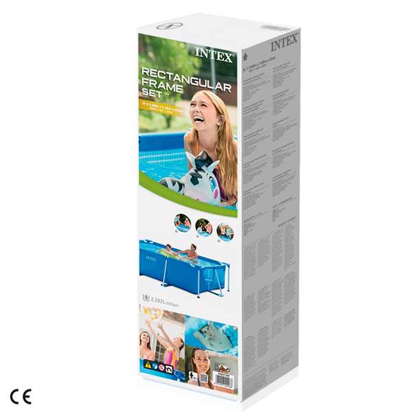 Intex Piscina Rectangular Desmontable 260x160x65 cm Capacidad 2282 Litros +6 Años