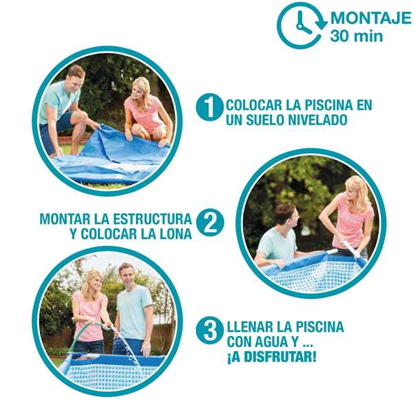 Intex Piscina Rectangular Desmontable 220x150x60 cm Capacidad 1662 Litros +6 Años