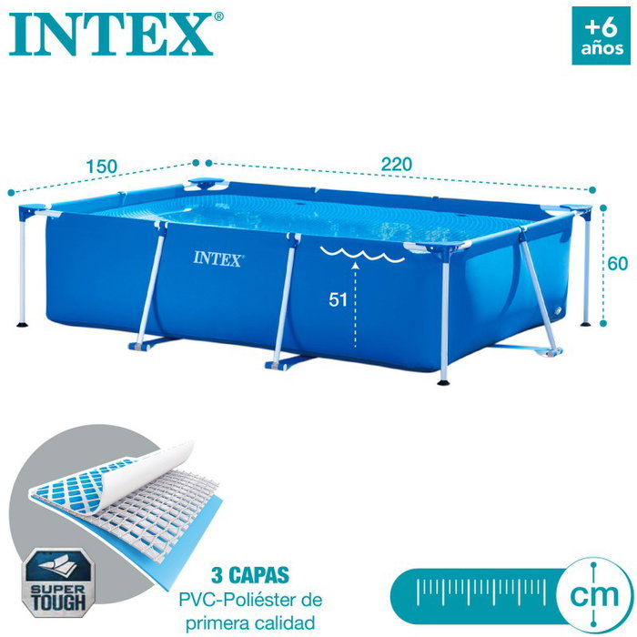 Intex Piscina Rectangular Desmontable Metal Frame 220x150x60 cm Intex Piscina Rectangular Desmontable Metal Frame 220x150x60 cm