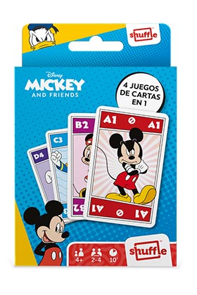 Fournier Juego de cartas 4 en 1 Mickey & Friends