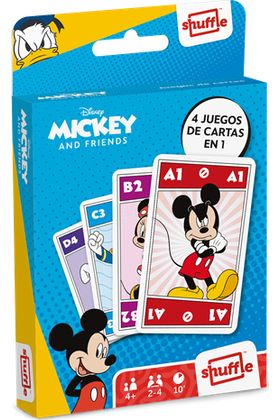 Fournier Juego de cartas 4 en 1 Mickey & Friends