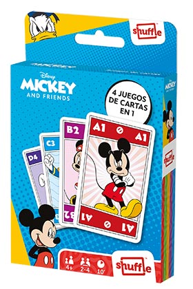 Fournier Juego de cartas 4 en 1 Mickey & Friends