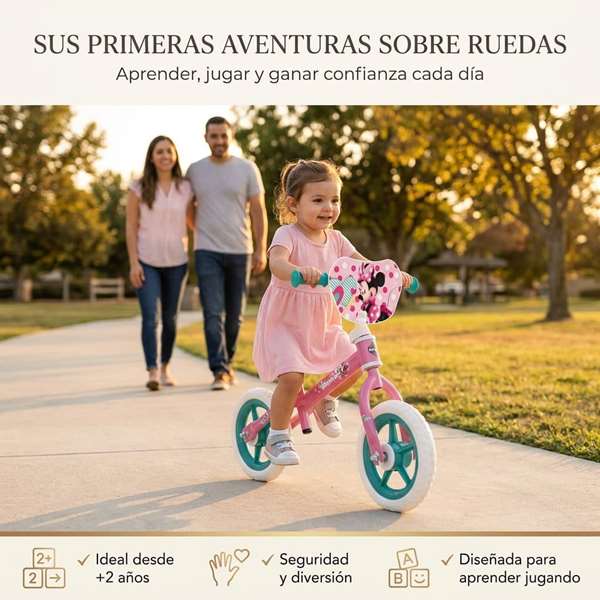 Huffy Bicicleta sin pedales Minnie 10" para niños de 2 a 3 años color Rosa