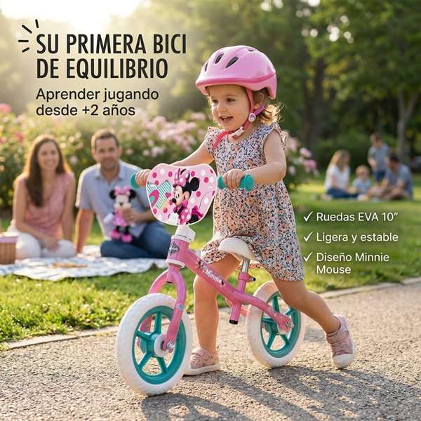 Huffy Bicicleta sin pedales Minnie 10" para niños de 2 a 3 años color Rosa
