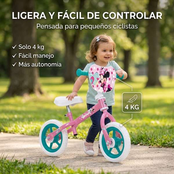 Huffy Bicicleta sin pedales Minnie 10" para niños de 2 a 3 años color Rosa