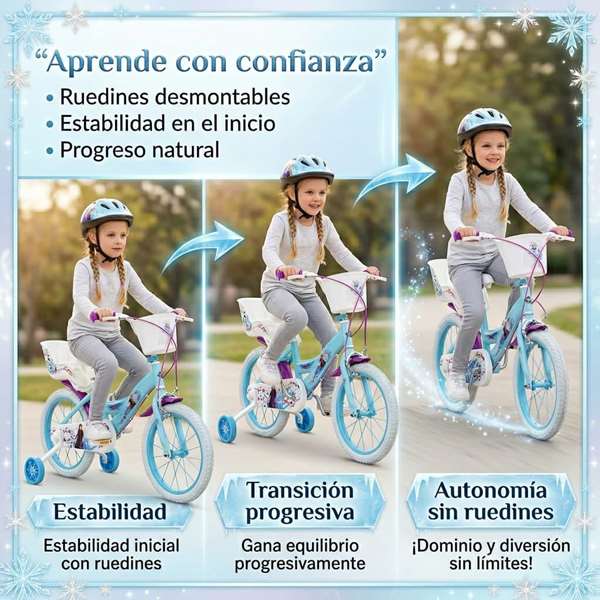 Toimsa Bicicleta Frozen Huffy 16" para Niños de 5 a 8 Años Color Azul