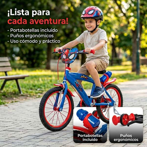 Huffy Bicicleta Spiderman 16" para Niños de 5 a 8 Años Color Azul
