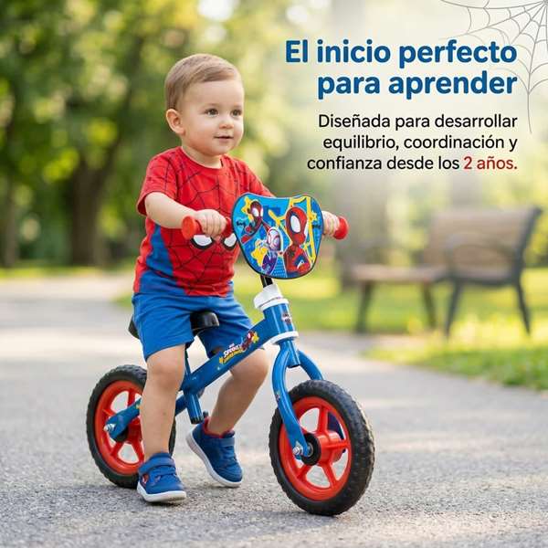 Huffy Bicicleta sin pedales Spiderman 10" para niños de 2 a 3 años