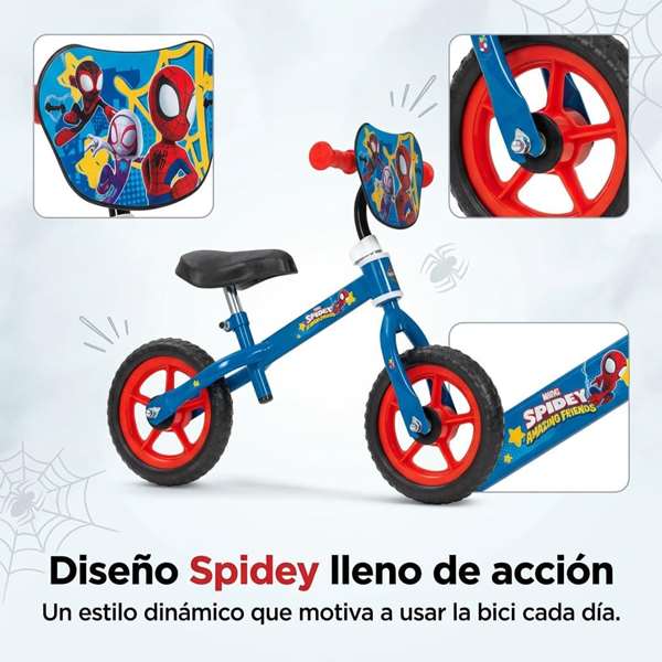 Huffy Bicicleta sin pedales Spiderman 10" para niños de 2 a 3 años