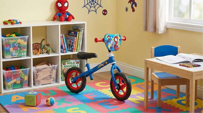 Huffy Bicicleta sin pedales Spiderman 10" para niños de 2 a 3 años