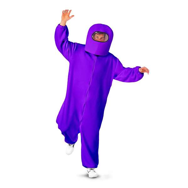 My Other Me Disfraz Among Us Impostor Purple Talla XL (Escafandra y Traje con Cremallera y Bolsillos)