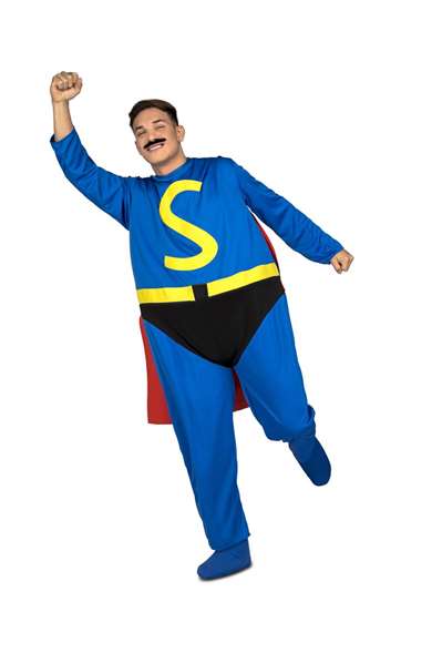 Disfraz Súper López Gordo Ml (Mono Completo Con Aro Y Capa)
