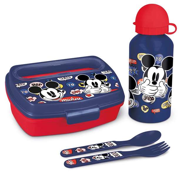 Set de Menaje Infantil Mickey Mouse Happy smiles 21 x 18 x 7 cm Rojo Azul