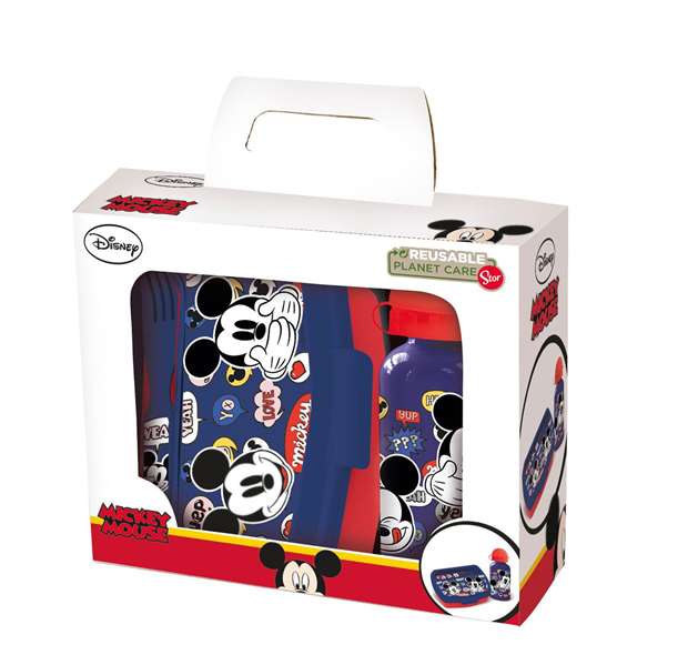Set de Menaje Infantil Mickey Mouse Happy smiles 21 x 18 x 7 cm Rojo Azul