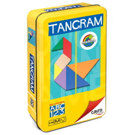 Cayro Juego Tangram de madera colores en caja de metal