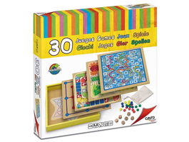 Cayro Juegos Clásicos de Madera Variados 30 Juegos para 2-4 Jugadores 31x31x5.5 cm