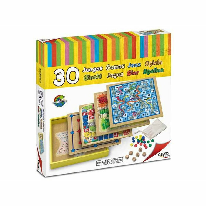Cayro Set de 30 juegos de mesa clásicos de madera