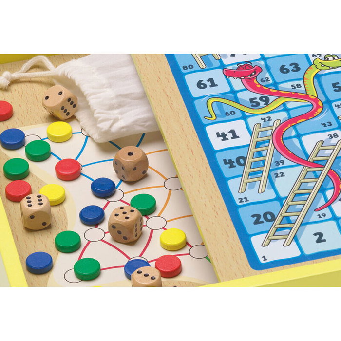 Cayro Set de 30 juegos de mesa clásicos de madera