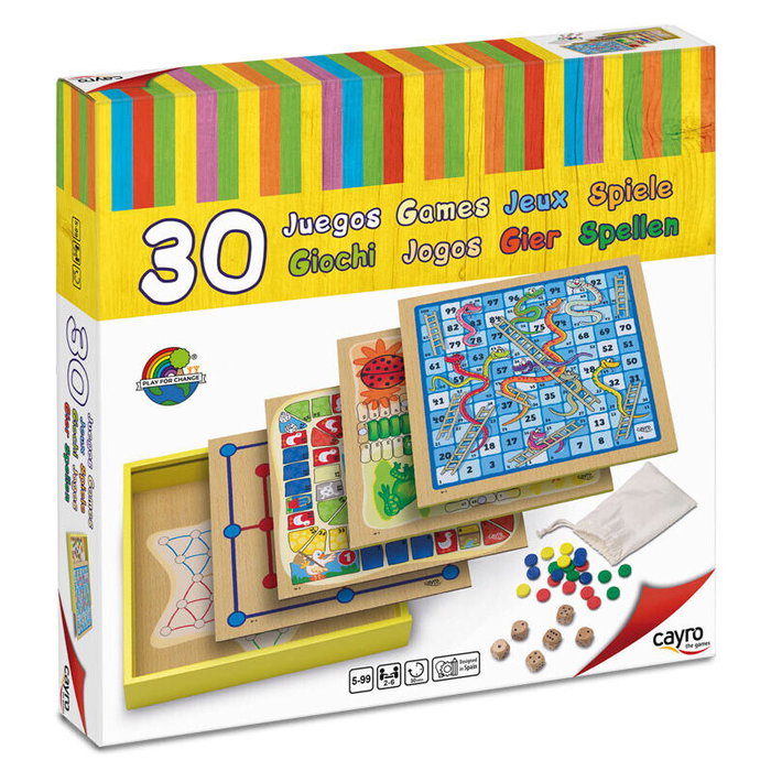 Cayro Set de 30 juegos de mesa clásicos de madera