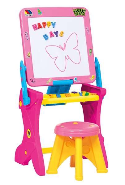 Molto Pupitre Magnético Infantil Rosa con 30 Accesorios, Pizarra de 90 cm para Niños y Niñas Molto Pupitre Magnético Infantil Rosa con 30 Accesorios, Pizarra de 90 cm para Niños y Niñas