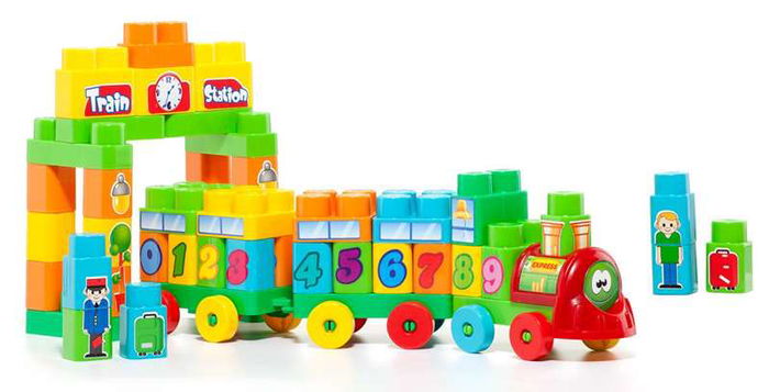 Molto Juego de construcción tren 70 piezas con números y letras para niños