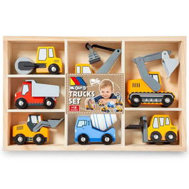 Molto Camiones de Construcción de Madera en Caja Set 7 Piezas
