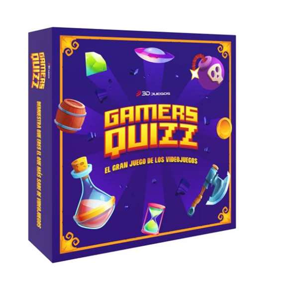 REDSTRING Juego de Mesa Gamers Quizz - Trivia para Gamers en Español, con Tablero, 190 Cartas de Preguntas, 30 de Ayuda, Fichas, Dado - Material Cartón