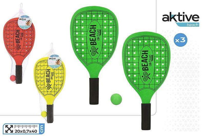 Color Baby Palas de Playa de Madera Neon con Mango EVA 20x40x0.7cm Modelos Surtidos