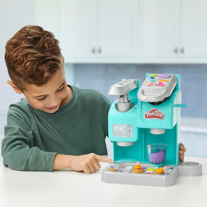 Hasbro Play-Doh Super Cafetera F5836 Juguete +3 años, 8 botes y 20 accesorios, multilingüe