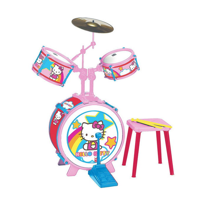Reig Batería Hello Kitty de 3 Elementos con Banqueta Reig Batería Hello Kitty de 3 Elementos con Banqueta