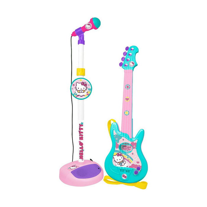 Reig Guitarra y micrófono con pie extensible Hello Kitty (altura regulable)
