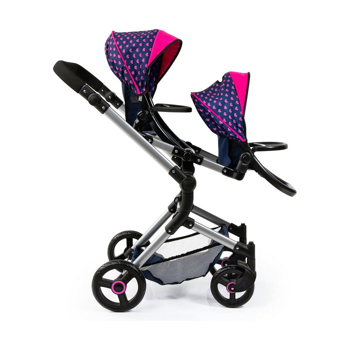 Reig Coche de muñeca Gemelar Azul Con Cubre Canasto