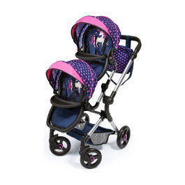 Reig Coche de muñeca Gemelar Azul Con Cubre Canasto