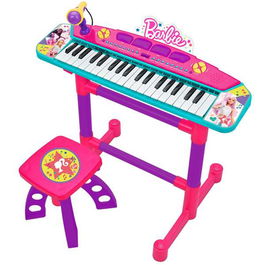 Reig Órgano con Pie y Banqueta Barbie 56x51.50x21 cm con Sonido y Luces para Niños +3 Años