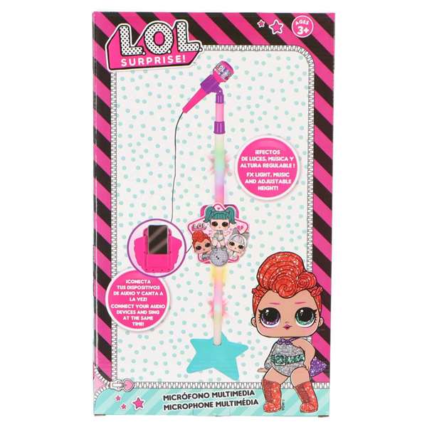 Reig Micrófono de Pie con Amplificador y Conexión MP3 LOL Surprise
