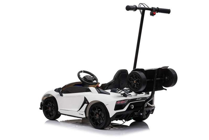 Injusa Coche Lamborghini Avent SVJ con Patinete Blanco 12V para Niños +3 Años 151 x 63 x 102.5cm