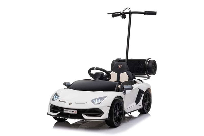 Injusa Coche Lamborghini Avent SVJ con Patinete Blanco 12V para Niños +3 Años 151 x 63 x 102.5cm