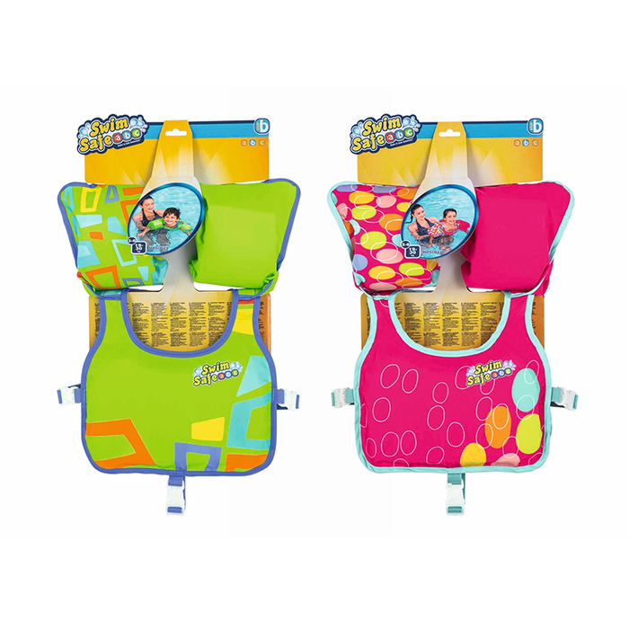 Bestway Chaleco Hinchable Textil Suave Seguridad Bebe Color Surtido 56 cm +3 a 6 Años Playa y Piscina 32174