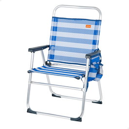Aktive Silla plegable fija marinera con bolsillo Azul y blanco