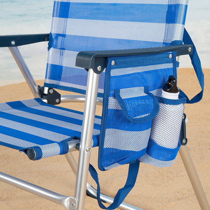 Aktive Silla plegable fija marinera con bolsillo Azul y blanco Aktive Silla plegable fija marinera con bolsillo Azul y blanco