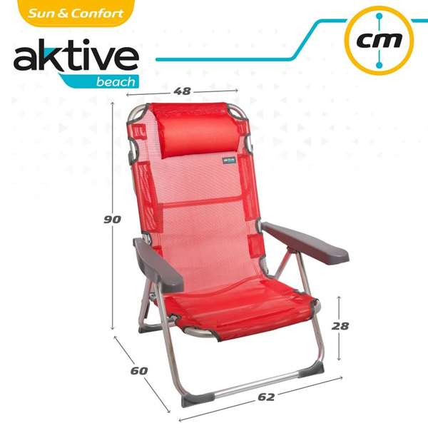 Color Baby Silla Playa Menorca Alta Plegable Aluminio 48x60x90 cm con Asa