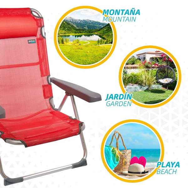 Color Baby Silla Playa Menorca Alta Plegable Aluminio 48x60x90 cm con Asa