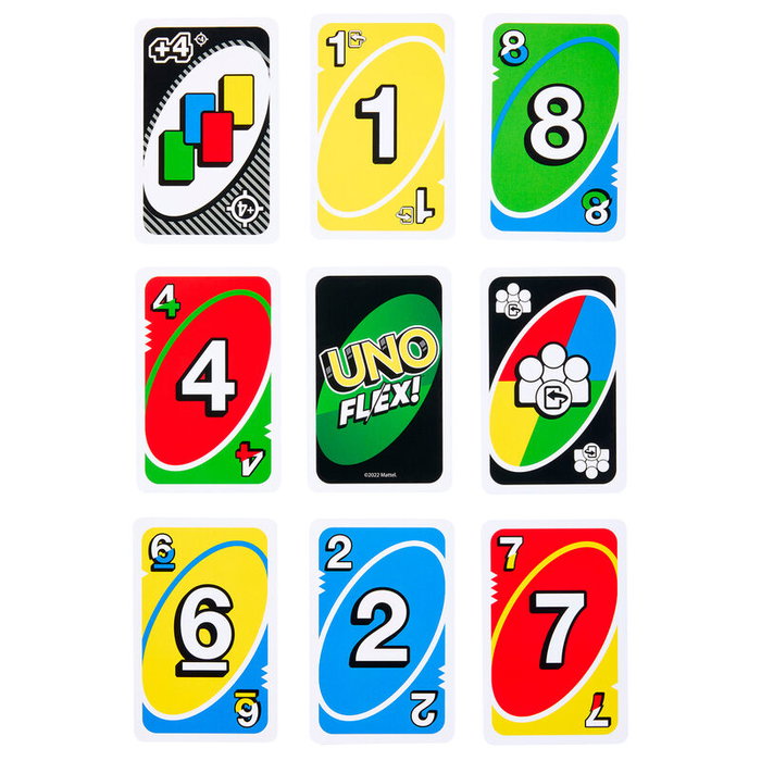 Mattel Games UNO Flex HMY99 Juego de Cartas con Cartas Especiales y Flexibilidad para +7 Años